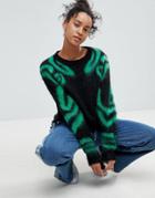 Asos Sweater With Pattern Sleeves - Black