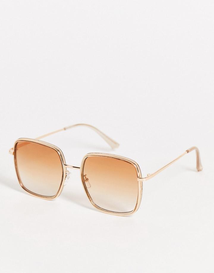 Aj Morgan Womens Oversized Square Sunglasses In Gold