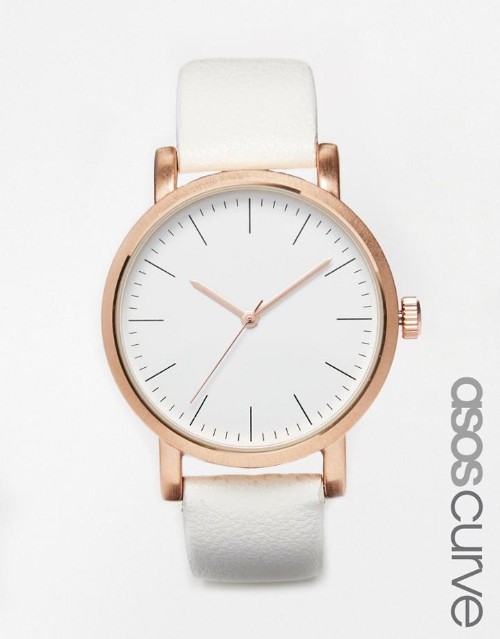 Asos Curve Large Dial Wide Strap Sleek Watch - White