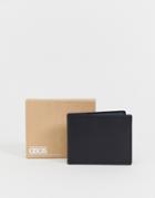 Asos Design Leather Wallet With Teal Contrast Internal-black