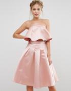 Chi Chi London Occasion Crop Top In Satin Co-ord - Pink
