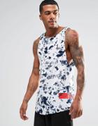 Religion Tank With All Over Graphic Print And Contrast Block Detail - Navy White