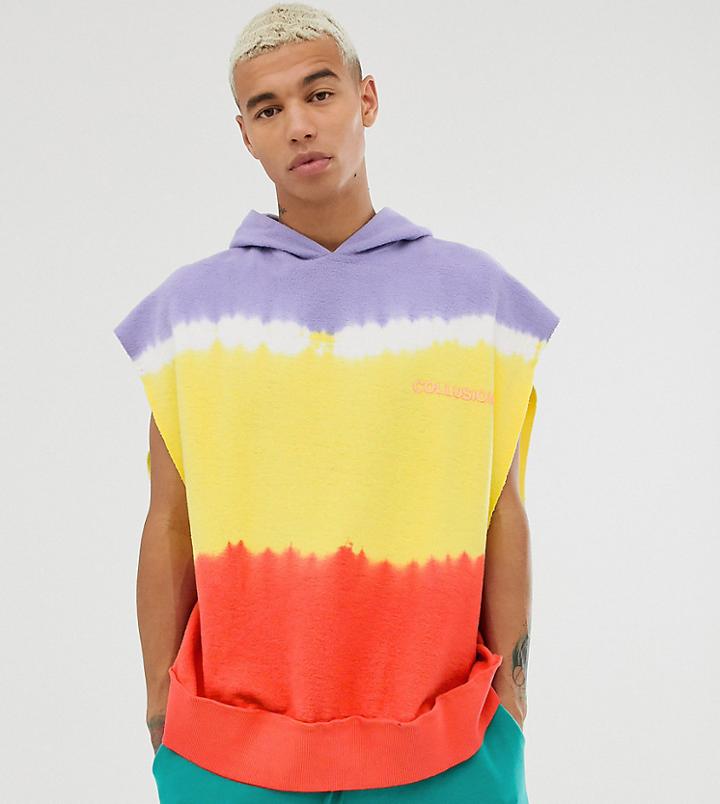 Collusion Oversized Dip Dye Sleeveless Hoodie-multi