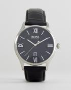 Boss By Hugo Boss 1513485 Governor Leather Watch In Black - Black