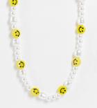 Pieces Exclusive Beaded Pearl And Face Necklace In Multi