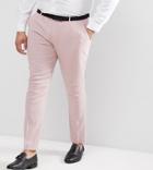 Asos Plus Wedding Super Skinny Smart Pants In Pink Linen - Pink