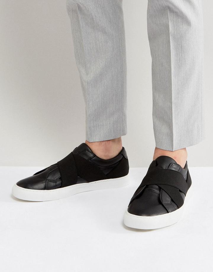 Asos Sneakers In Black With Elastic Straps - Black