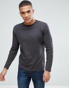 New Look Long Sleeve Waffle Knit Top In Dark Gray - Gray