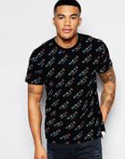 Nicce London T-shirt With All Over Logo Print - Black