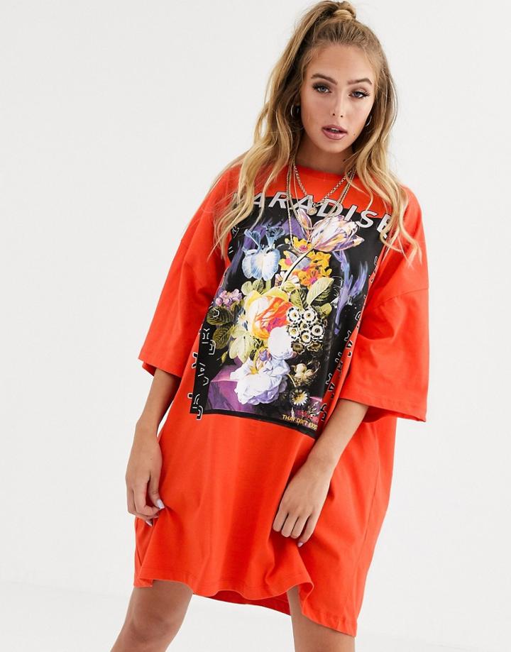 Asos Design Paradise T Shirt Dress