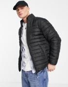 Only & Sons Quilted Puffer Jacket In Black