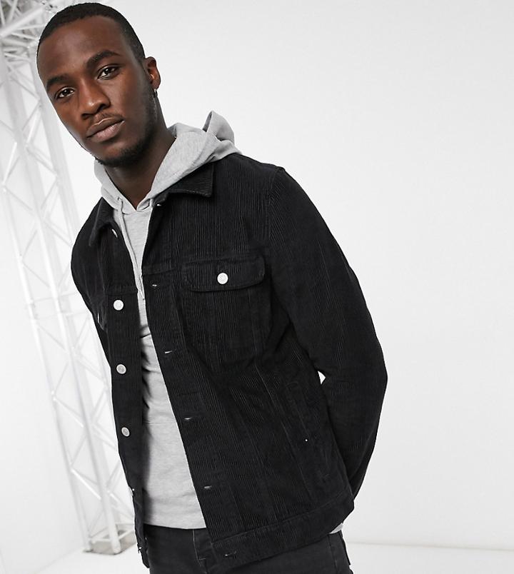 Asos Design Tall Cord Western Jacket In Black