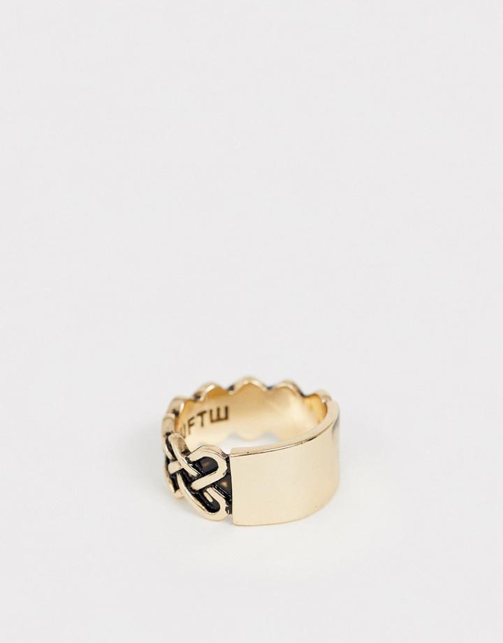 Wftw Engraved Bang Signet Ring In Gold - Gold
