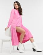 Y.a.s Satin Midi Dress With Adjustable Hidden Zips In Pink