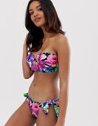 Figleaves Tropical Tie Side Bikini Bottom In Multi
