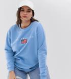 Daisy Street Plus Sweatshirt With Vintage Los Angeles Embroidery-blue