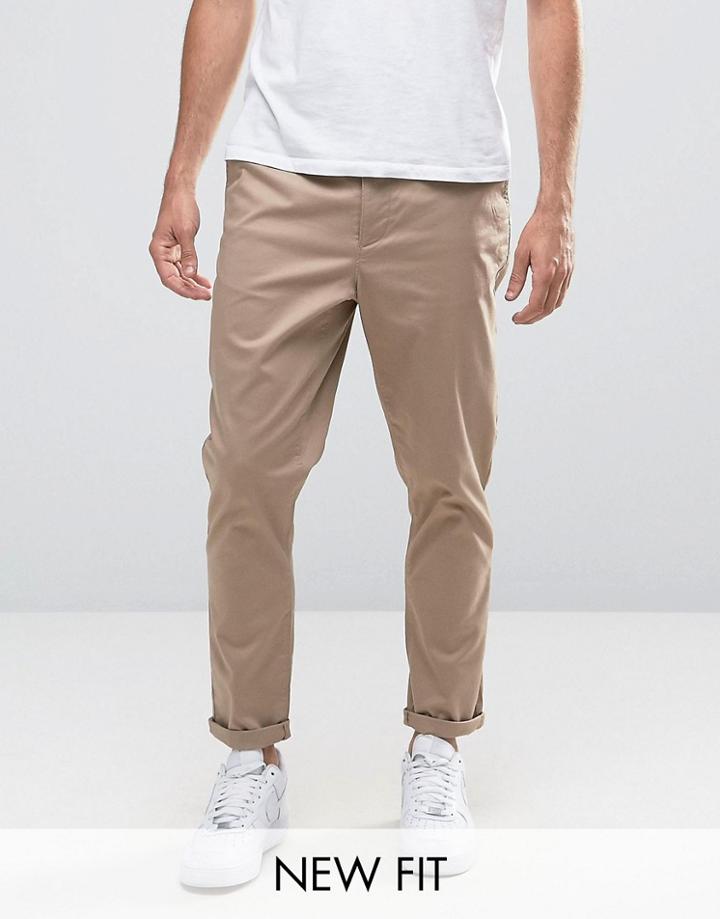 Asos Tapered Chinos In Stone - Stone
