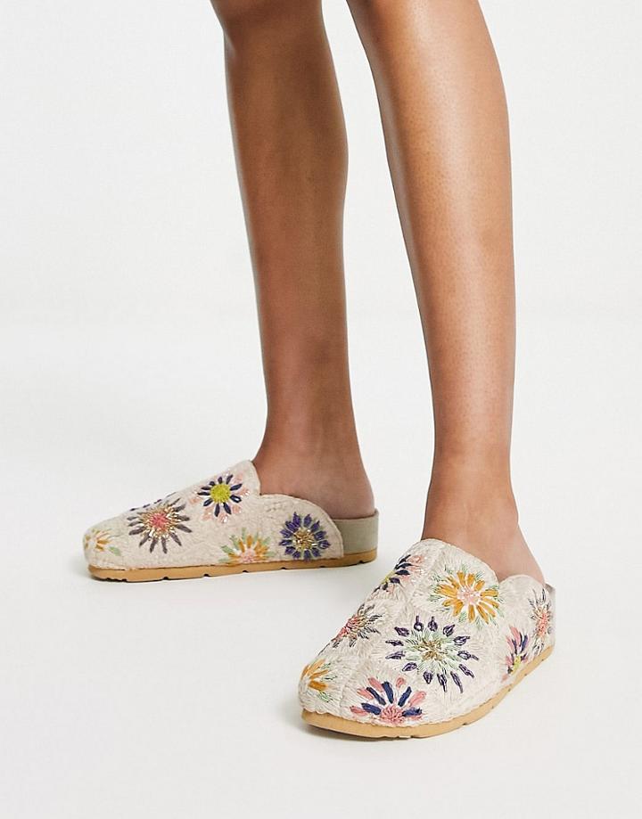 Free People Damon Crochet Mule In Taupe-multi