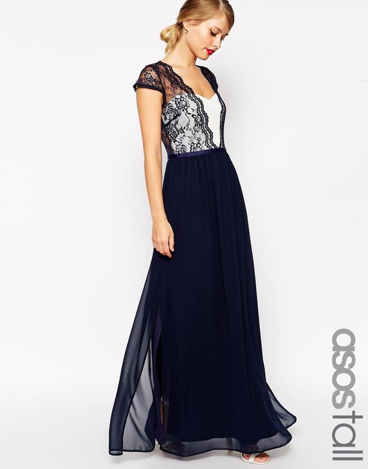 Asos Tall Scalloped Lace Maxi Dress - Nude $32.00
