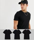Jack & Jones Originals 3 Pack T-shirt In Black