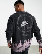 Nike Unity Swoosh Ombre Acid Wash Crew Neck Sweat In Black