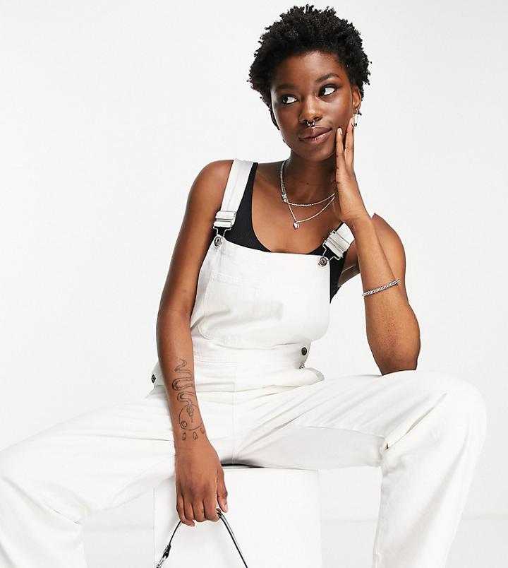 Collusion 90s Baggy Denim Overalls In White