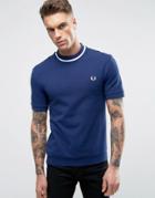 Fred Perry Reissues T-shirt Pique Tipped In Navy/white - Navy