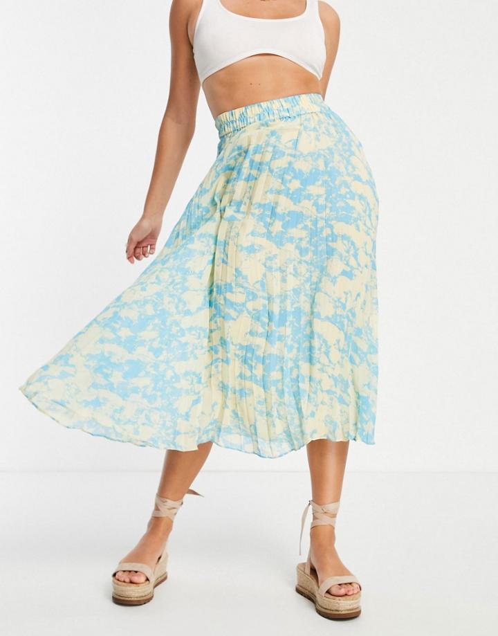 Monki Laura Recycled Pleat Tie Dye Skirt In Blue-blues
