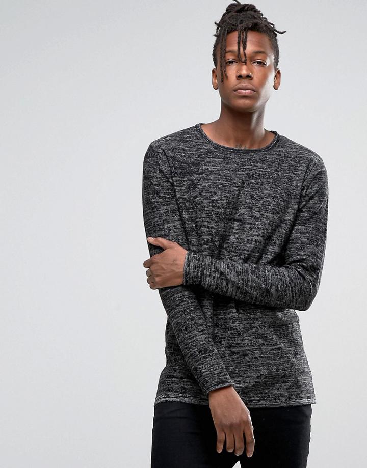Troy Twisted Yarn Sweater With Crew Neck - Black