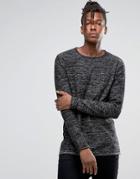 Troy Twisted Yarn Sweater With Crew Neck - Black