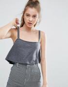 Nytt Crop Top With Flounce Layer - Gray