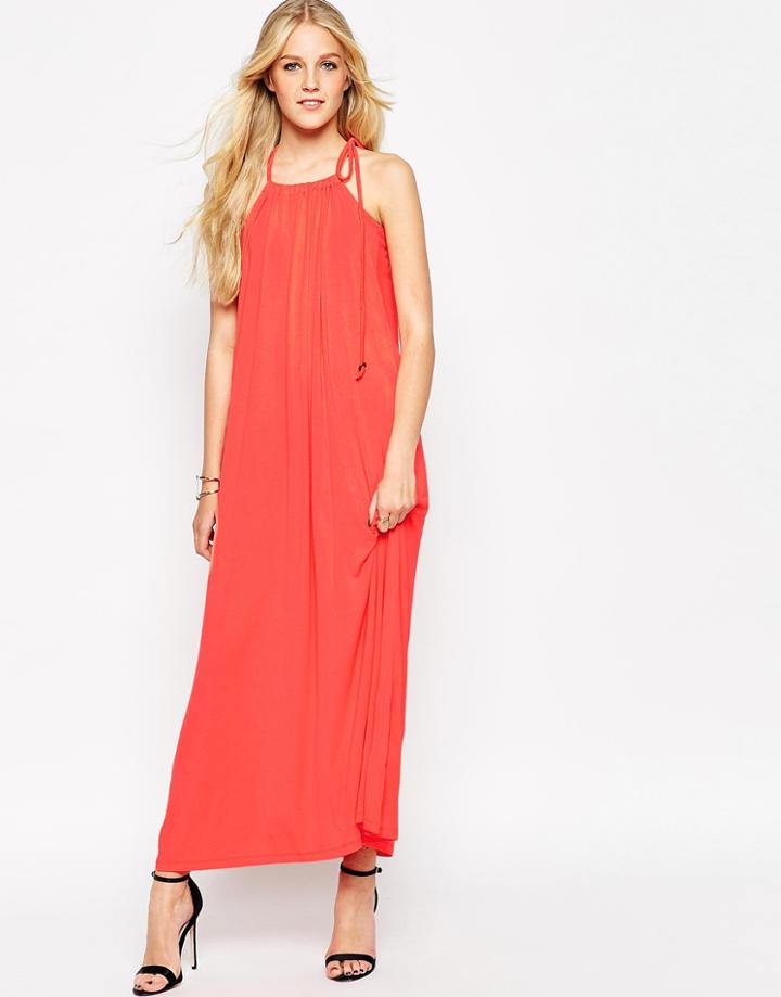 Vila Jersey Maxi Dress - Hot Coral