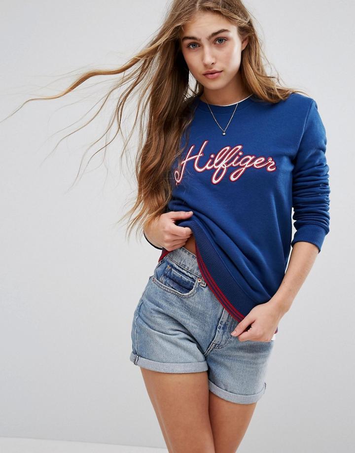 Tommy Hilfiger Contrast Logo Sweatshirt - Blue
