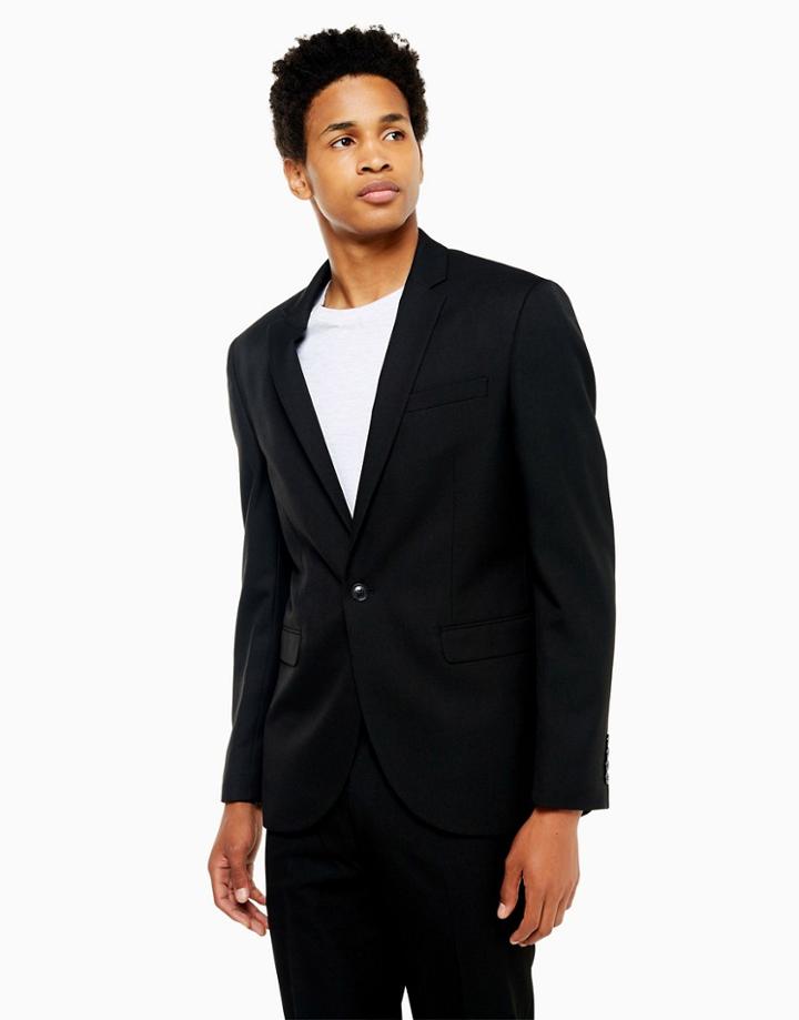 Topman Slim Single Breasted Suit Jacket In Black