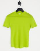 River Island High Neck Tee In Lime-green