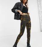 Noisy May Petite Exclusive Coordinating Leggings In Black Tie-dye-multi