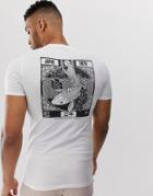 Asos Design Muscle T-shirt With Back Fish Print-white