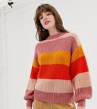 Monki Stripe Knitted Sweater In Multi