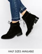 Asos Aliza Suede Lace Up Ankle Boots - Black