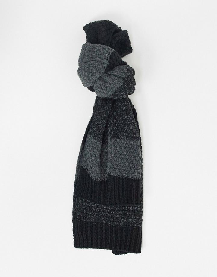 Only & Sons Scarf In Striped Black And Gray