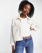 Hollister Short Drop Jacket In Beige Cord-neutral