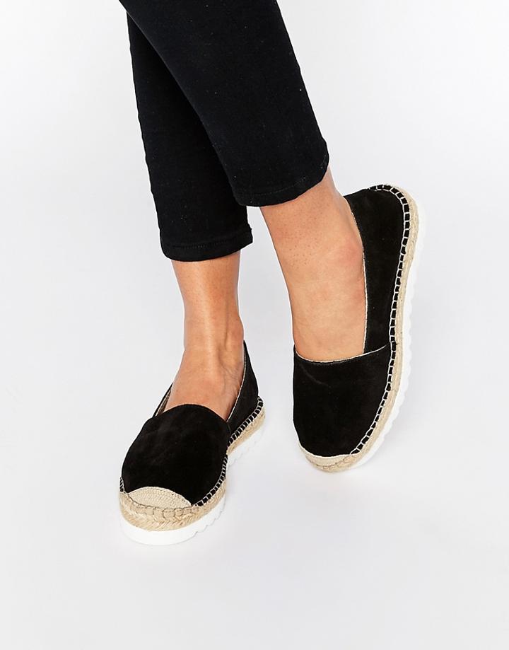 Park Lane Suede Flatform Espadrilles - Black