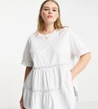 Asos Design Curve Smock Top With Lace Detail In White