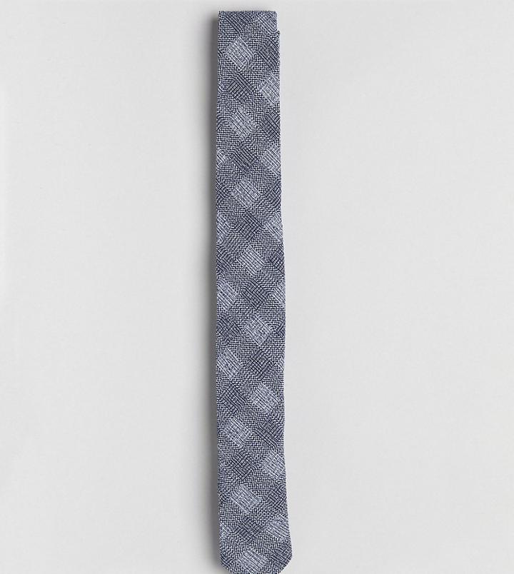 Noak Linen Check Blade Tie - Blue