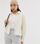 Weekday Short Denim Shirt Jacket With Pocket Detailing - Cream