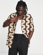 Bershka Wavy Printed Shirt In Brown