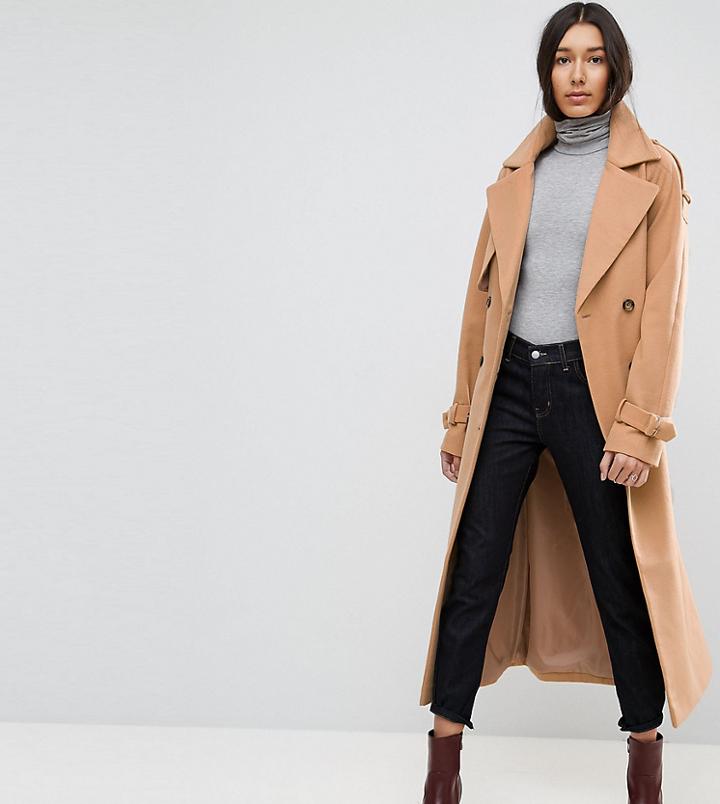 Asos Tall Oversized Trench Coat - Stone