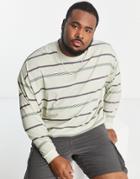 Asos Design Oversized Stripe Long Sleeve T-shirt In Beige-neutral