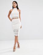 Love Triangle Lace Bodycon Skirt - White