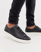 Jack & Jones Premium Faux Leather Sneaker In Black
